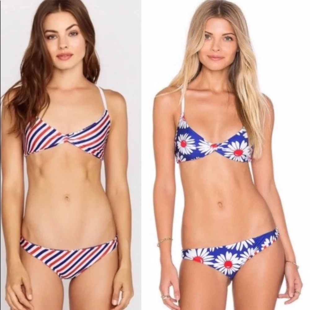 NWT‎ WILDFOX | Reversible Daisy & Stripe Bikini!